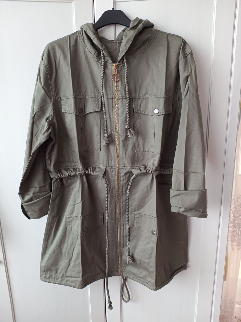 Nowa bawełniana kurteczka khaki parka S/M