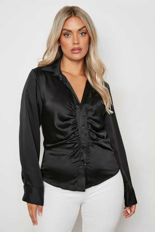 Сатинова сорочка блузка малинова Boohoo