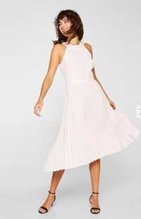 ESPRIT Sukienka z ozdobnymi kamykami i plisowaną spódnicą