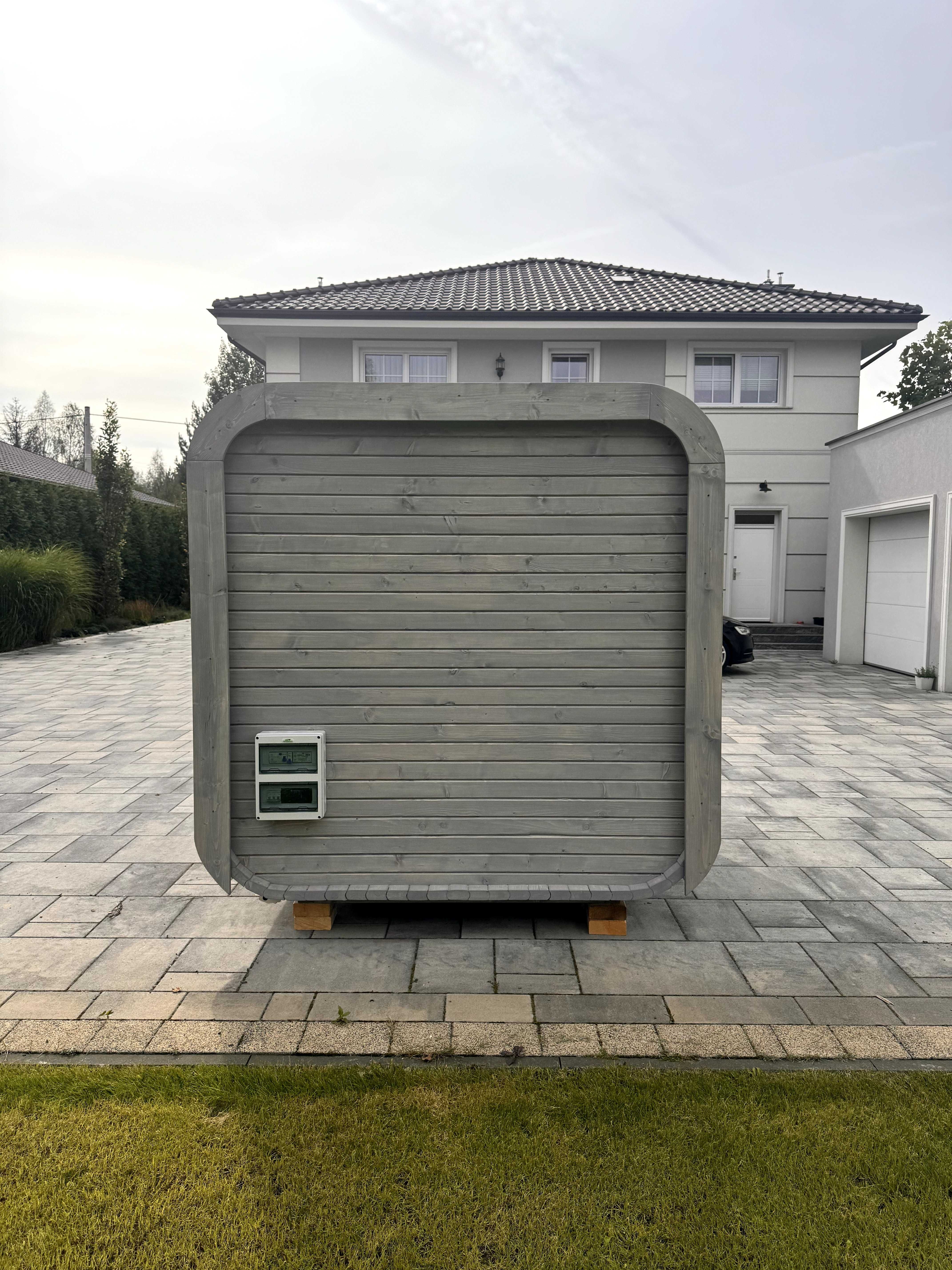 Kwadratowa sauna ogrodowa, 200cm Quadro Premium dobierz piec i dodatki