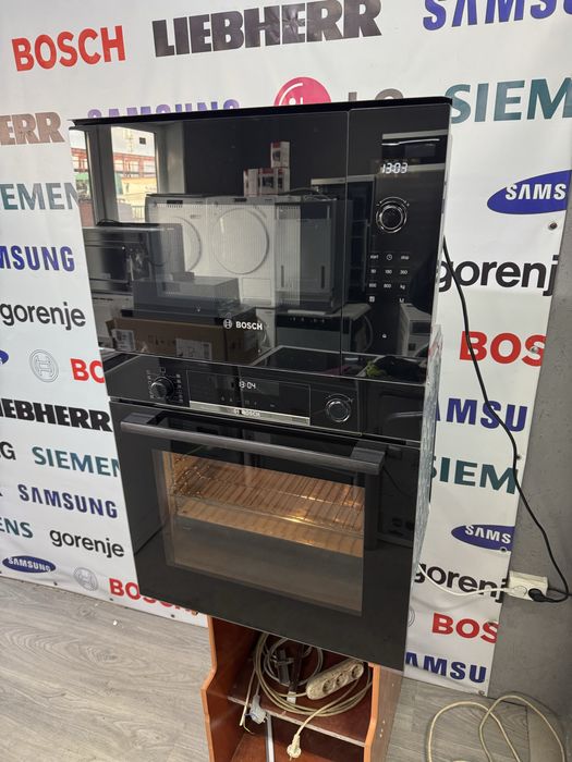 Чорна Духовка+мікро Bosch мікрохвильова піч духовий шкаф Бош