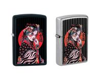 Zippo Lighter: Japanese Geisha Girl - Black Matte Запальничка