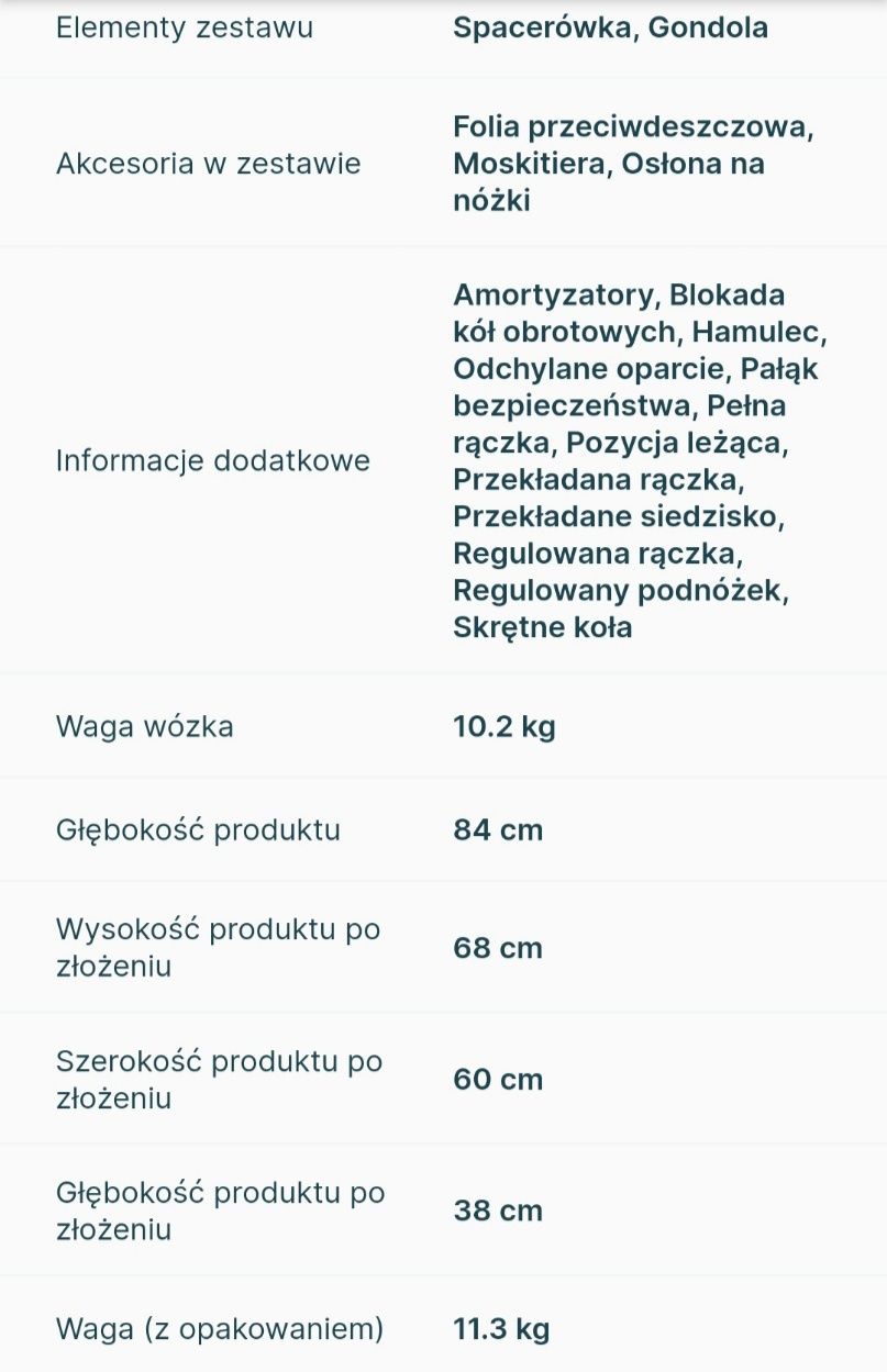 Wózek 2w1. 1 elemetowy