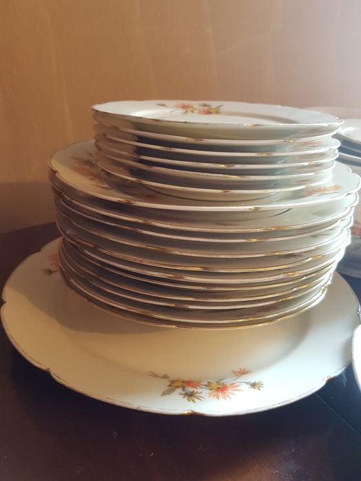 Giesche zestaw obiadowy 6 osób serwis kwiaty slask polska porcelana 30