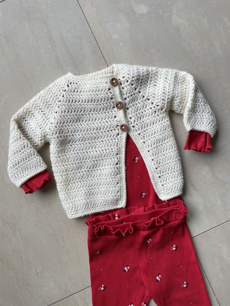 SUPER 3 set sweter bluzka leginsy 9-12 miesięcy