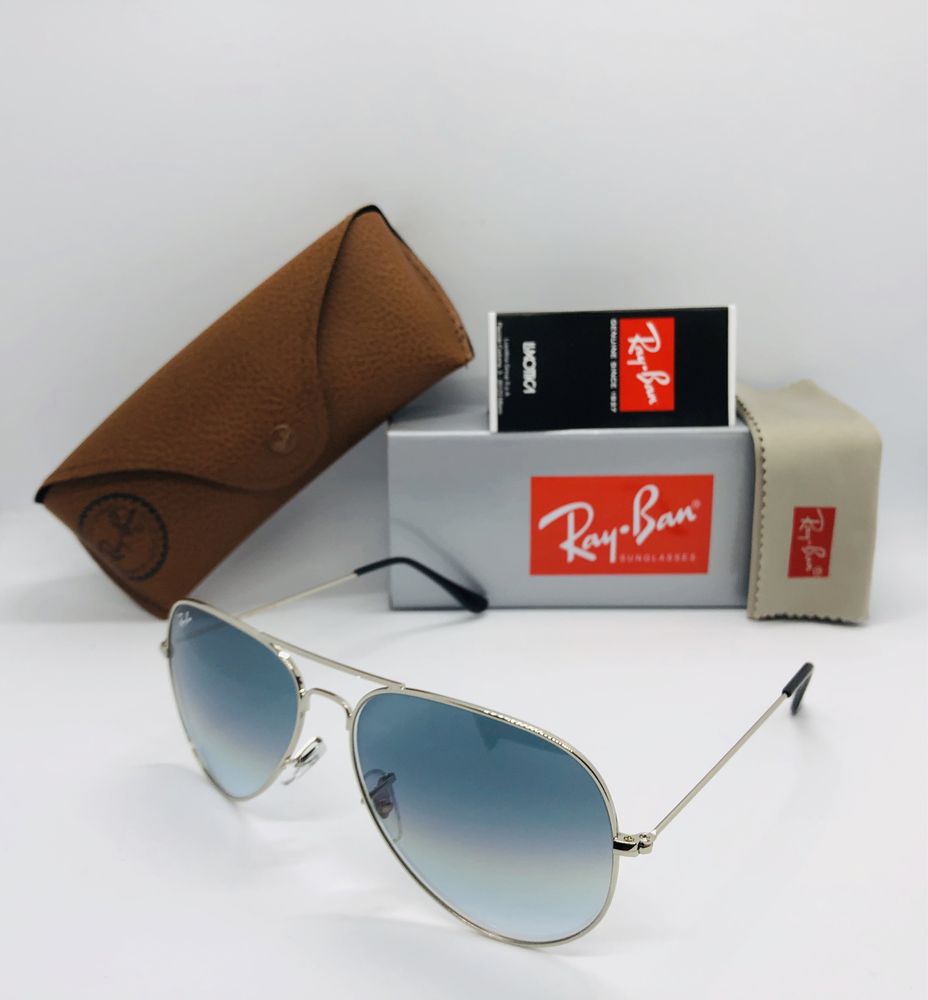 Солнцезащитные очки Ray Ban Aviator 3026 Silver-Blue Grade 62мм стекло