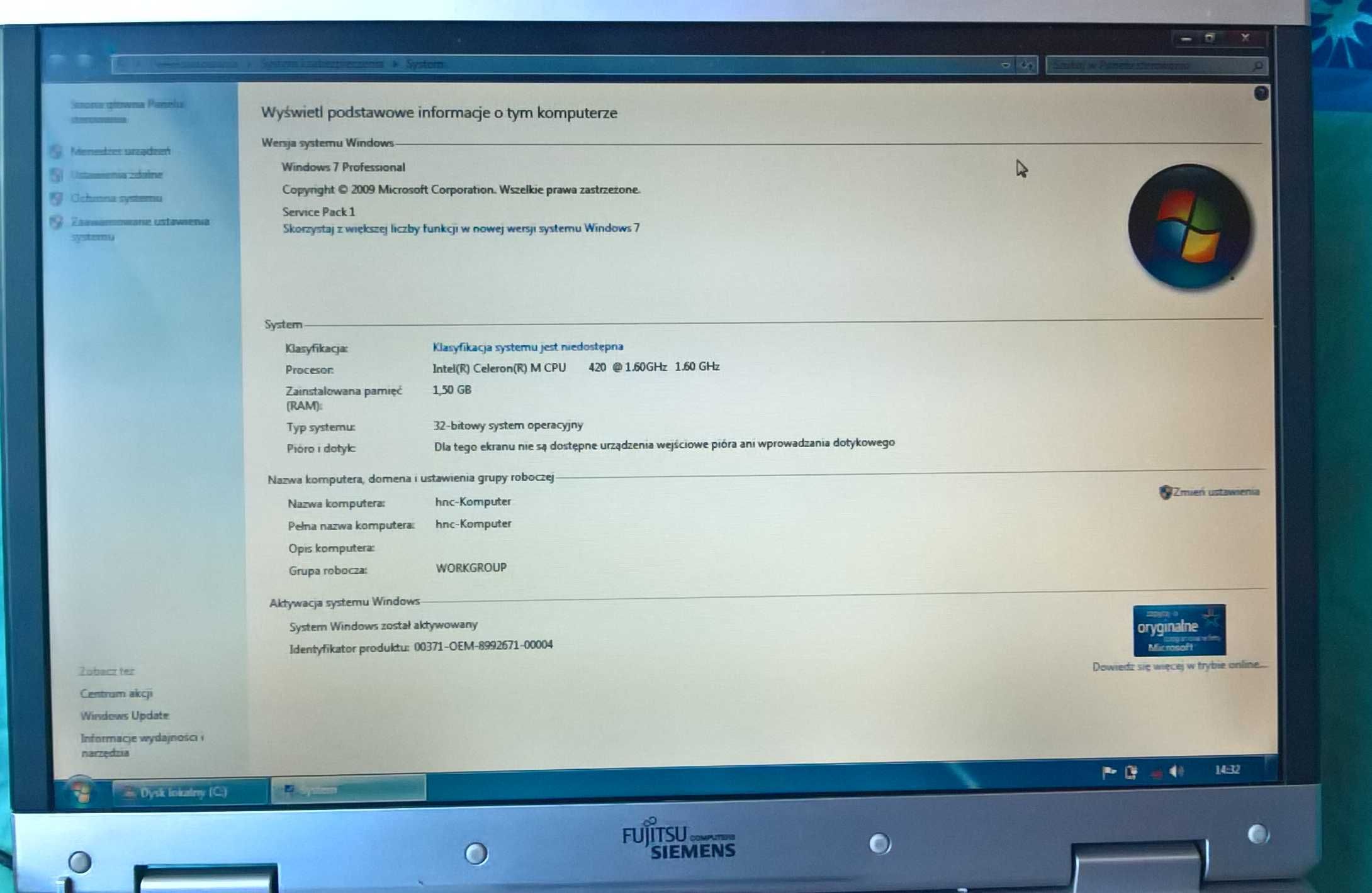 Laptop Fujitsu Siemens Amilo PRO Ram.Hdd 150gb.Celeron 1.8ghz...