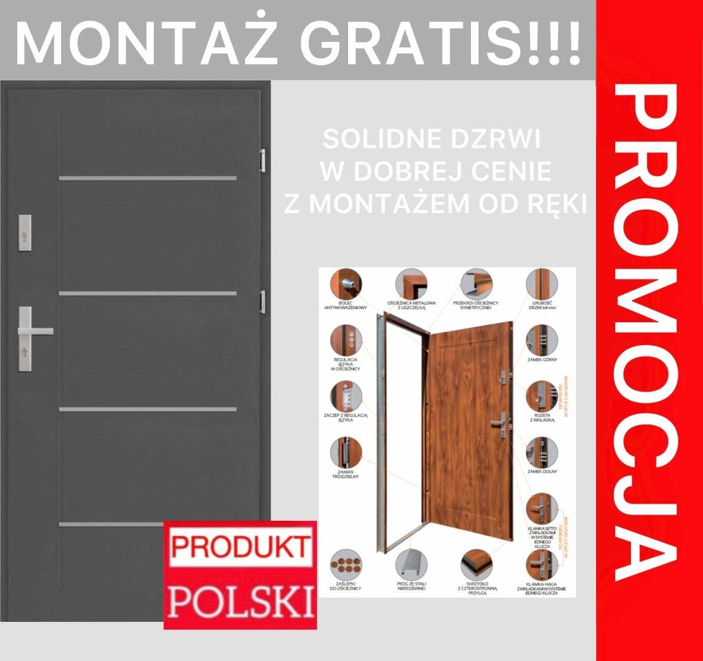 Drzwi zewnętrzne z montażem do bloku