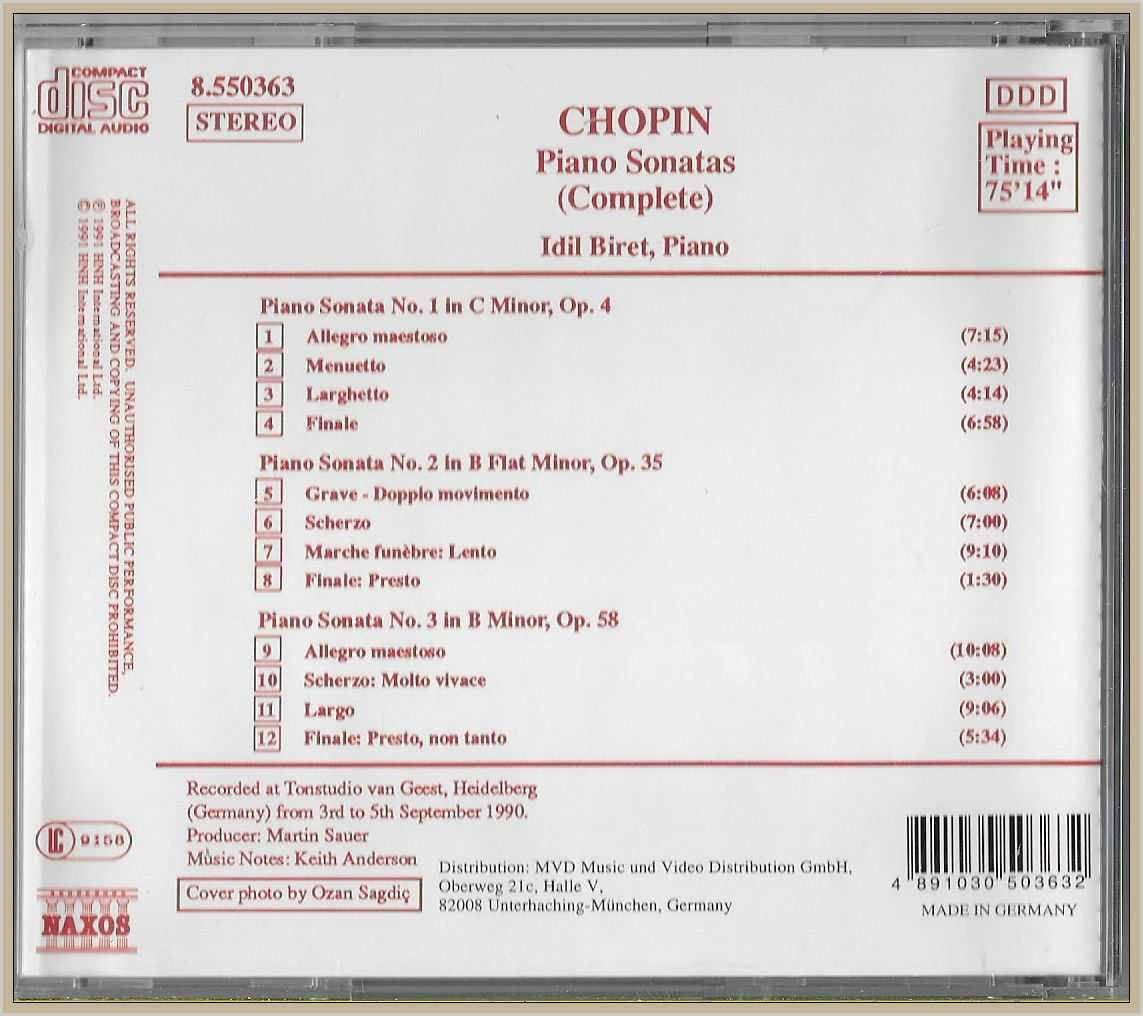 Chopin, Idil Biret – Piano Sonatas No.1, Op. 4 * No. 2, Op. 35, etc.