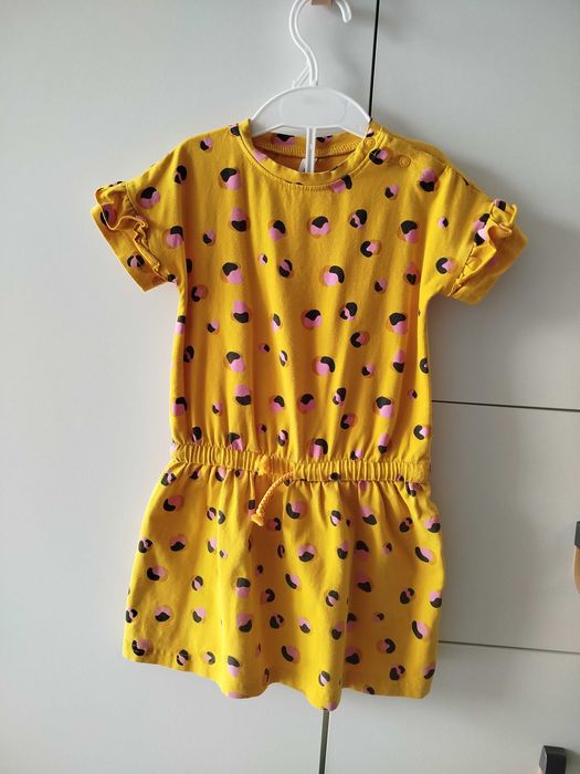 Śliczna sukienka dziewczęca panterka 92/98 Coccodrillo żółta