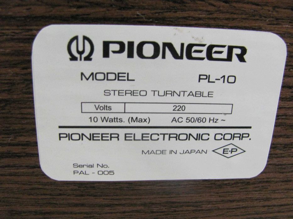 Gramofon Pioneer PL-10. Classic Vintage