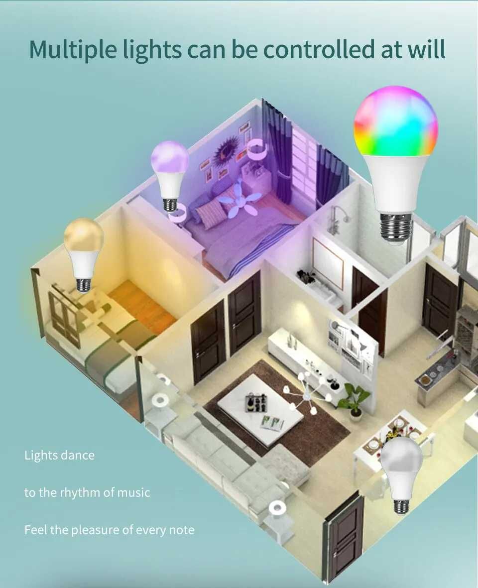 Tuya inteligentna żarówka Led E27 220V.