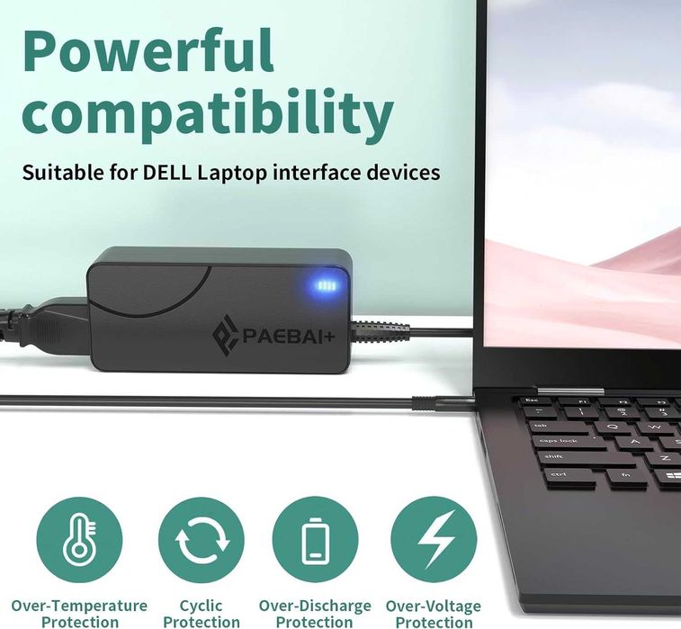 PAEBAI+ 65W  zasilacz kabel do ładowania Laptop Dell Inspiron