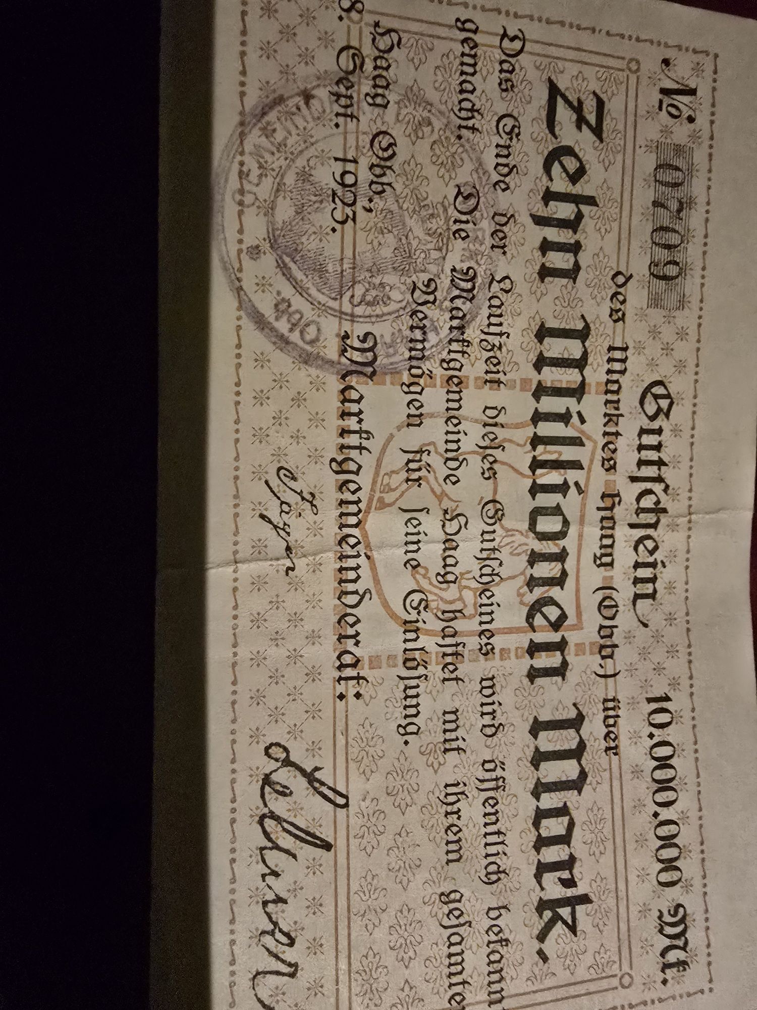 10 Milion Mark 1923