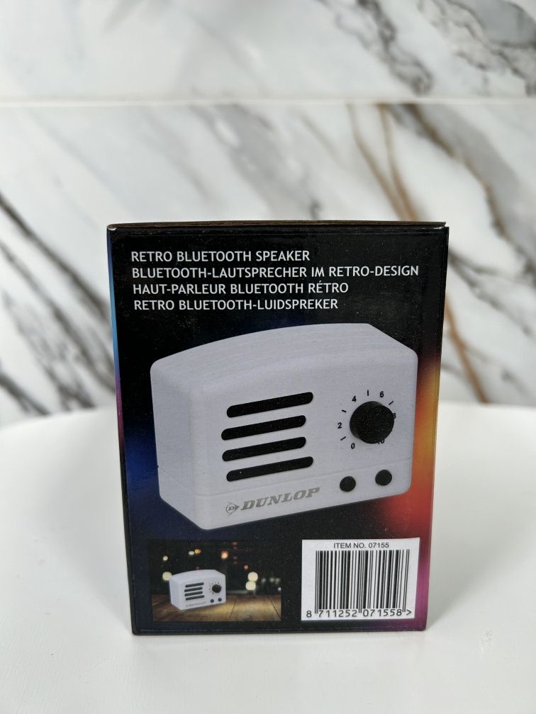Głośnik retro Bluetooth biały firmy Dunlop