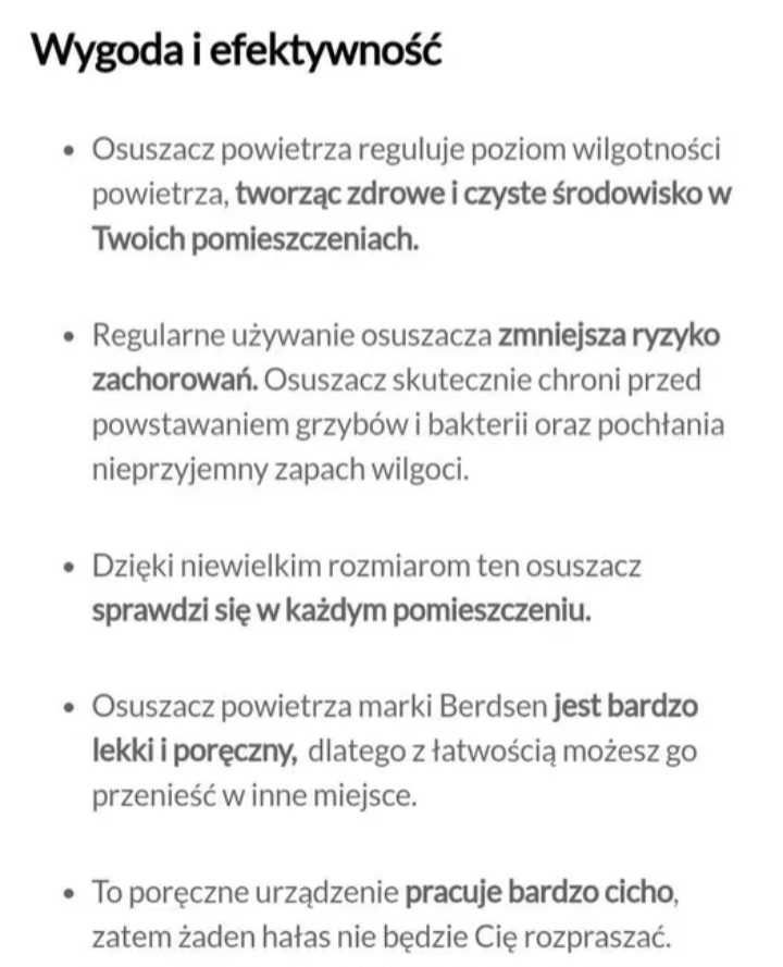 Osuszacz powietrza marki Berdsen 2000 ml.