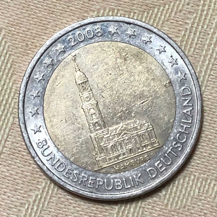 Moeda de 2€ proveniente da Alemanha, do ano de 2008