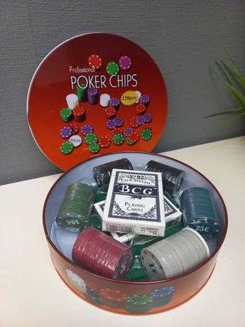 Покерный набор на 120 фишек в металлической коробке Poker Chips