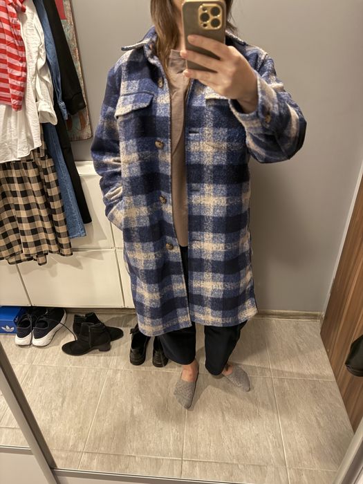 kurtka koszulowa, płaszcz w kratke