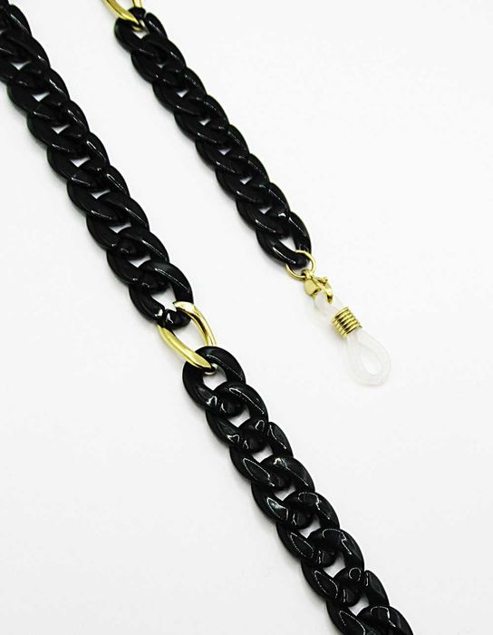 Łańcuszek do okularów stal 316L złote wstawki łańcuch czarny R14