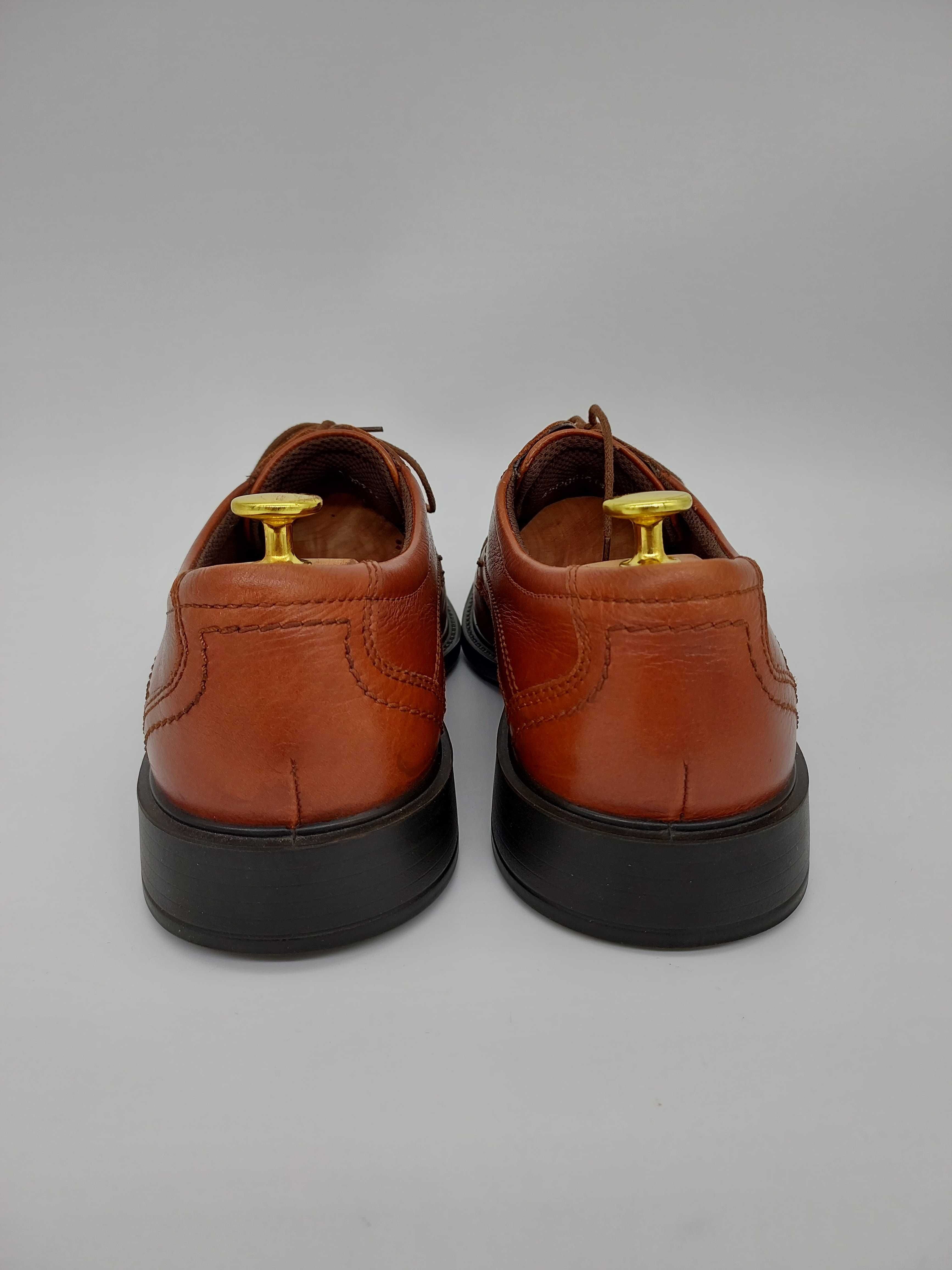 Męskie pantofle półbuty buty Ecco brązowe koniakowe 45