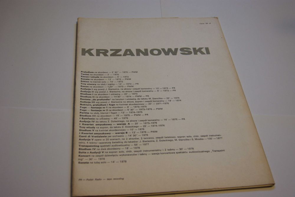 Andrzej Krzanowski – I Kwartet smyczkowy - Wersja B