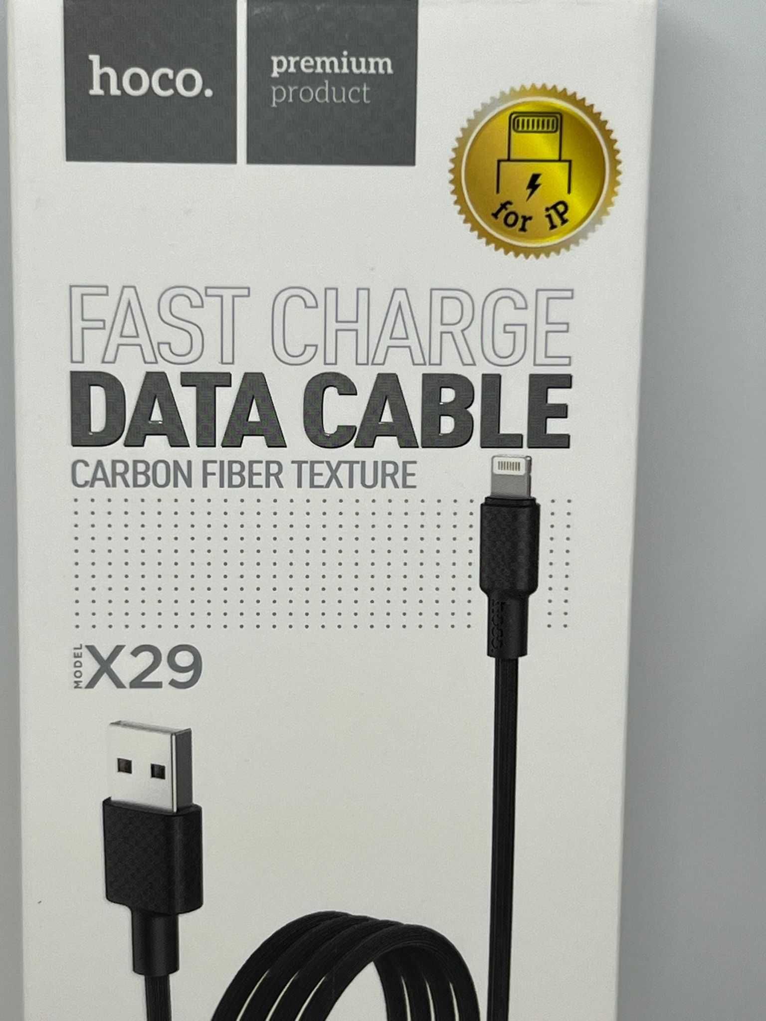 Kabel USB A do Lightning 2,4A 1 m czarny - oplot HOCO