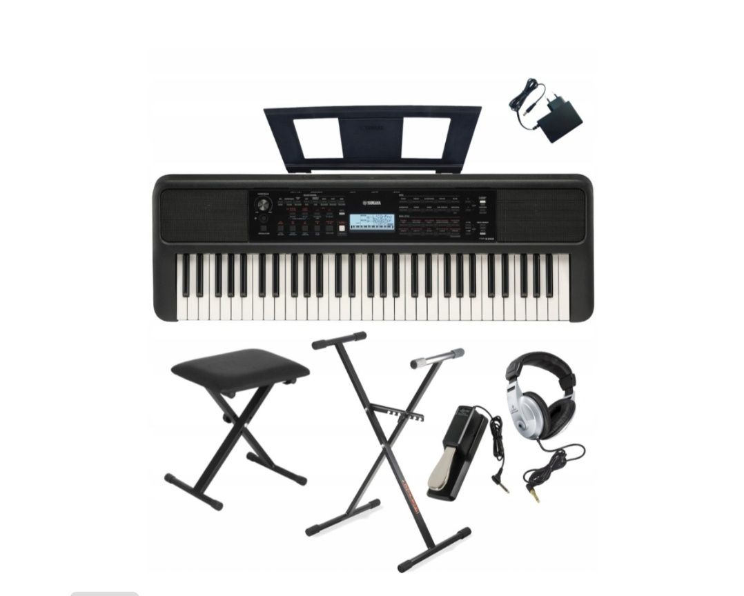 Keyboard Yamaha PSR-E383 cały zestaw