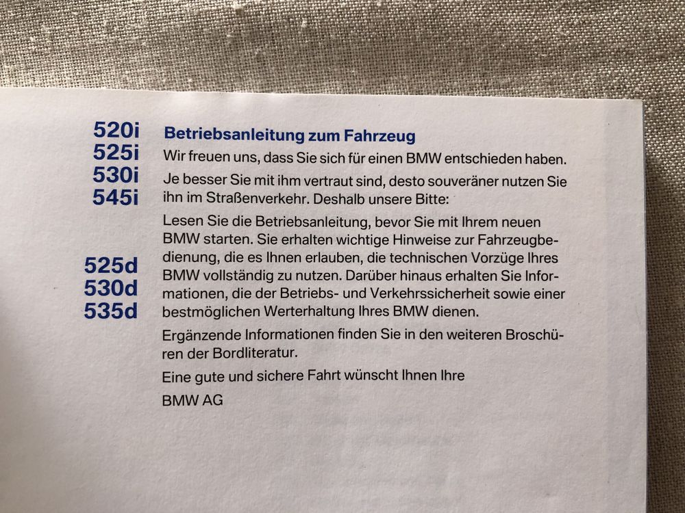 Livro de instrucções BMW E60/E61 Alemão