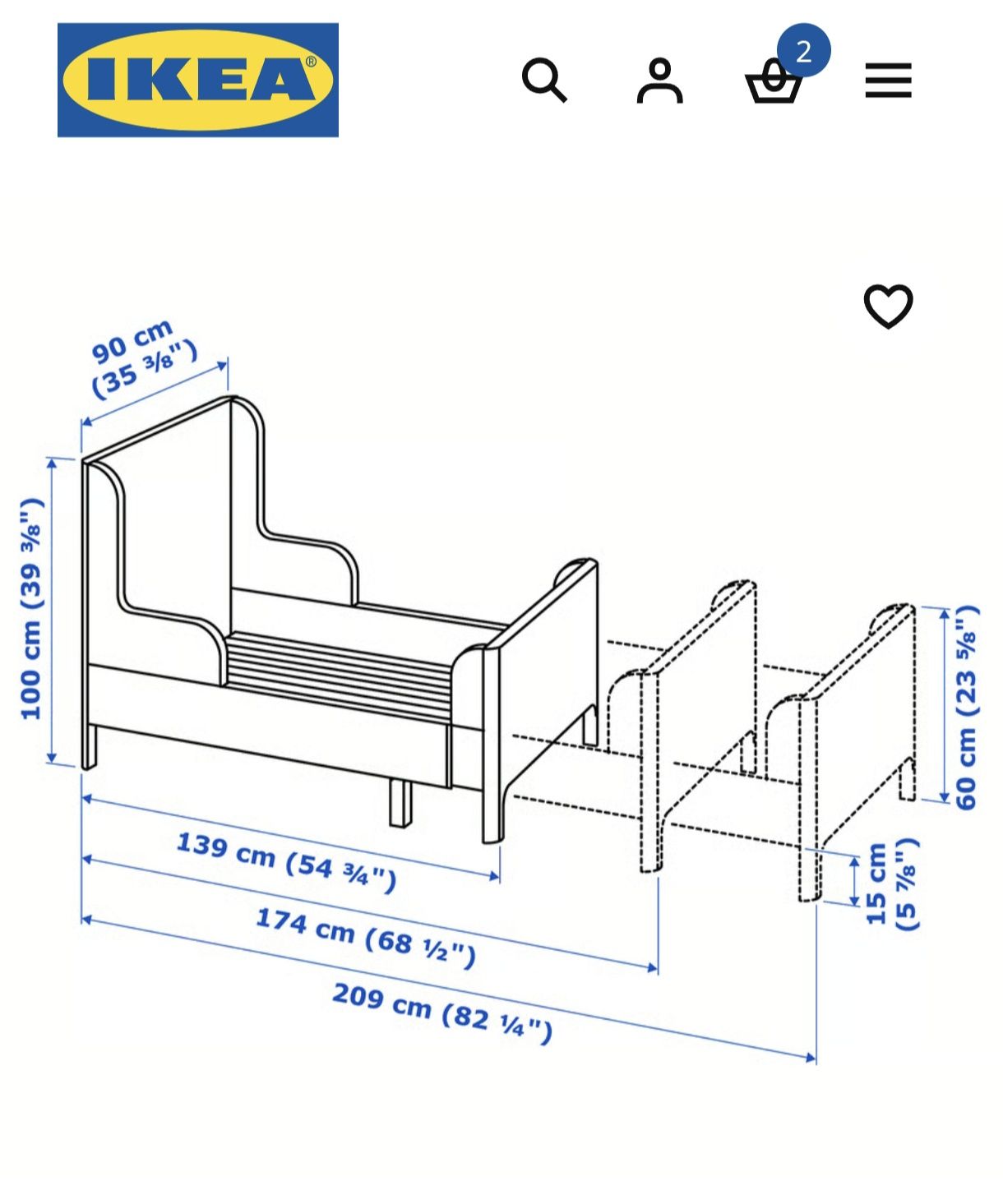 Cama criança IKEA BUSUNGE com colchão