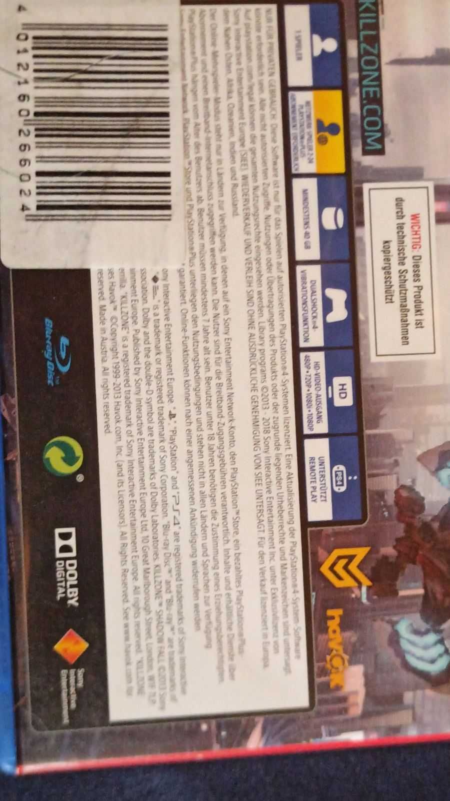 Игровой диск на Ps4!Killzone Shadow Fall!