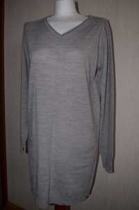 sweter tunika M/L szary kieszenie