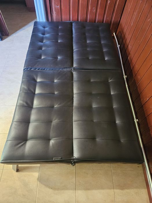 Sofa rozkładana dla 3 osób Ekoskóra Czarny