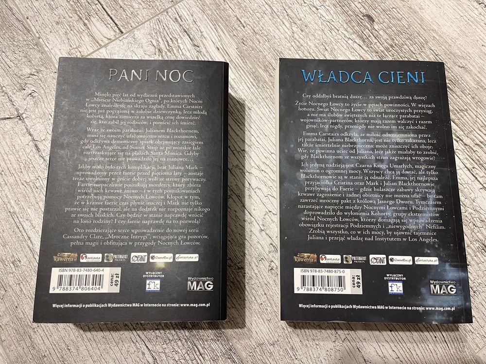 Pani Noc Władca Cieni Cassandra Clare zestaw 2 części