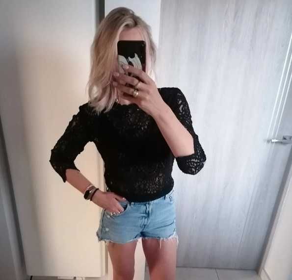 Bluzka czarna koronka ZARA rozm. M/ L
