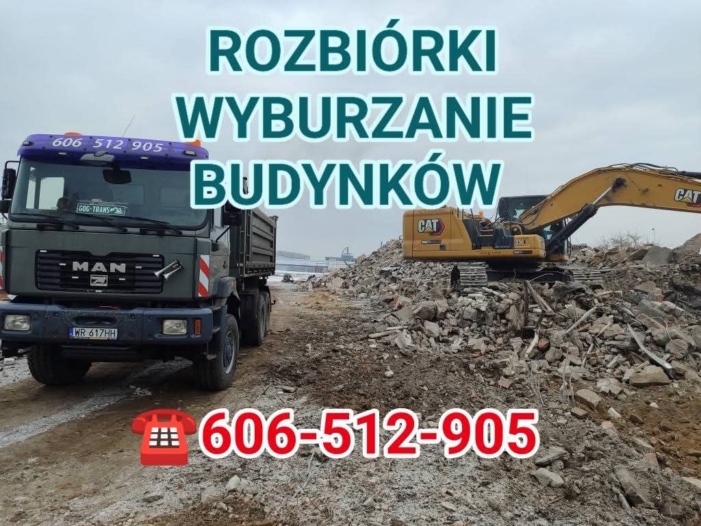 Usługi koparkami Wywrotki rozbiórki wykopy wywóz/przywóz minikoparka