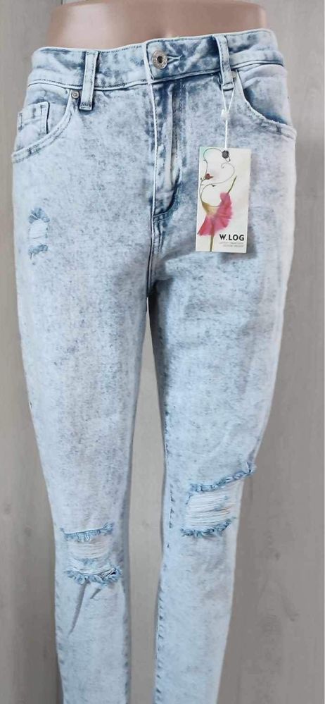 Jeansy damskie niebieskie, wysoki stan,mom fit ,W.log,rozmiar S/M