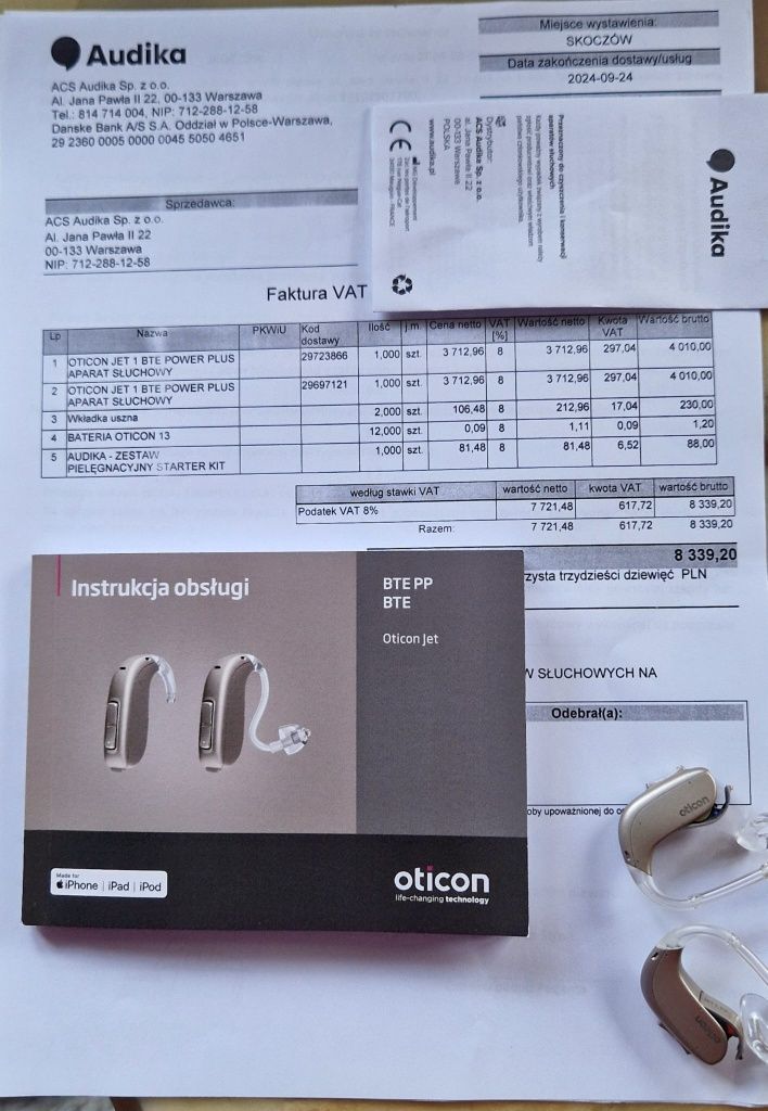 2 szt. Aparat słuchowy Audika oticon Jet 1