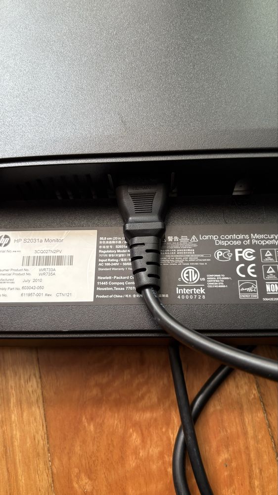 Monitor LCD HP S2031a VGA e DVI