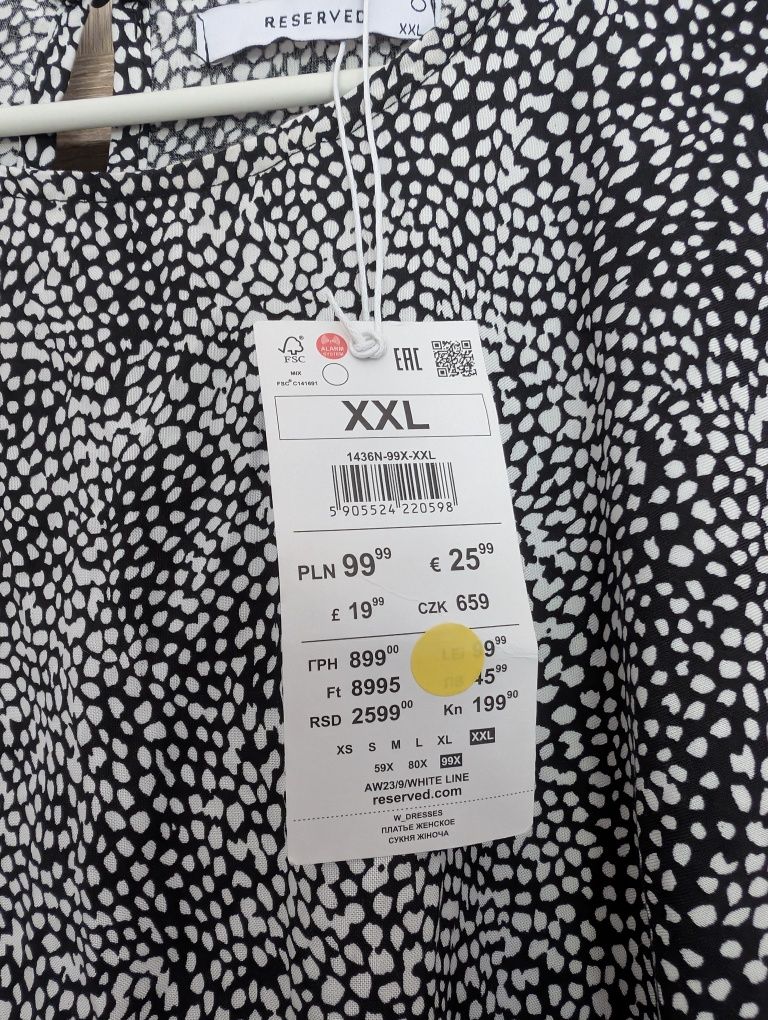 Nowa sukienka z metka Reserved plus size XXL 46 szara długa lato lekka
