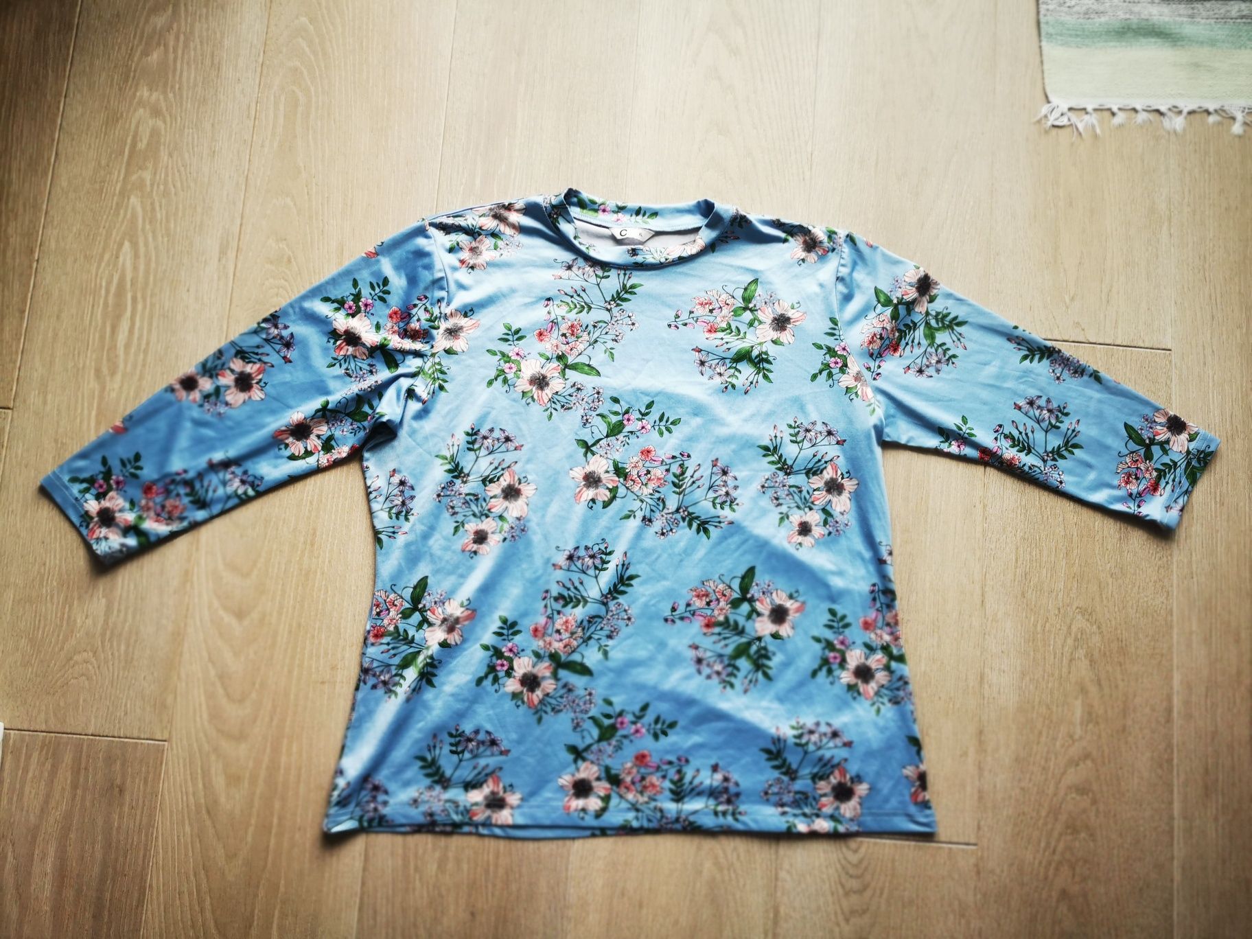 Bluzka retro w kwiaty PRL r. L - XL