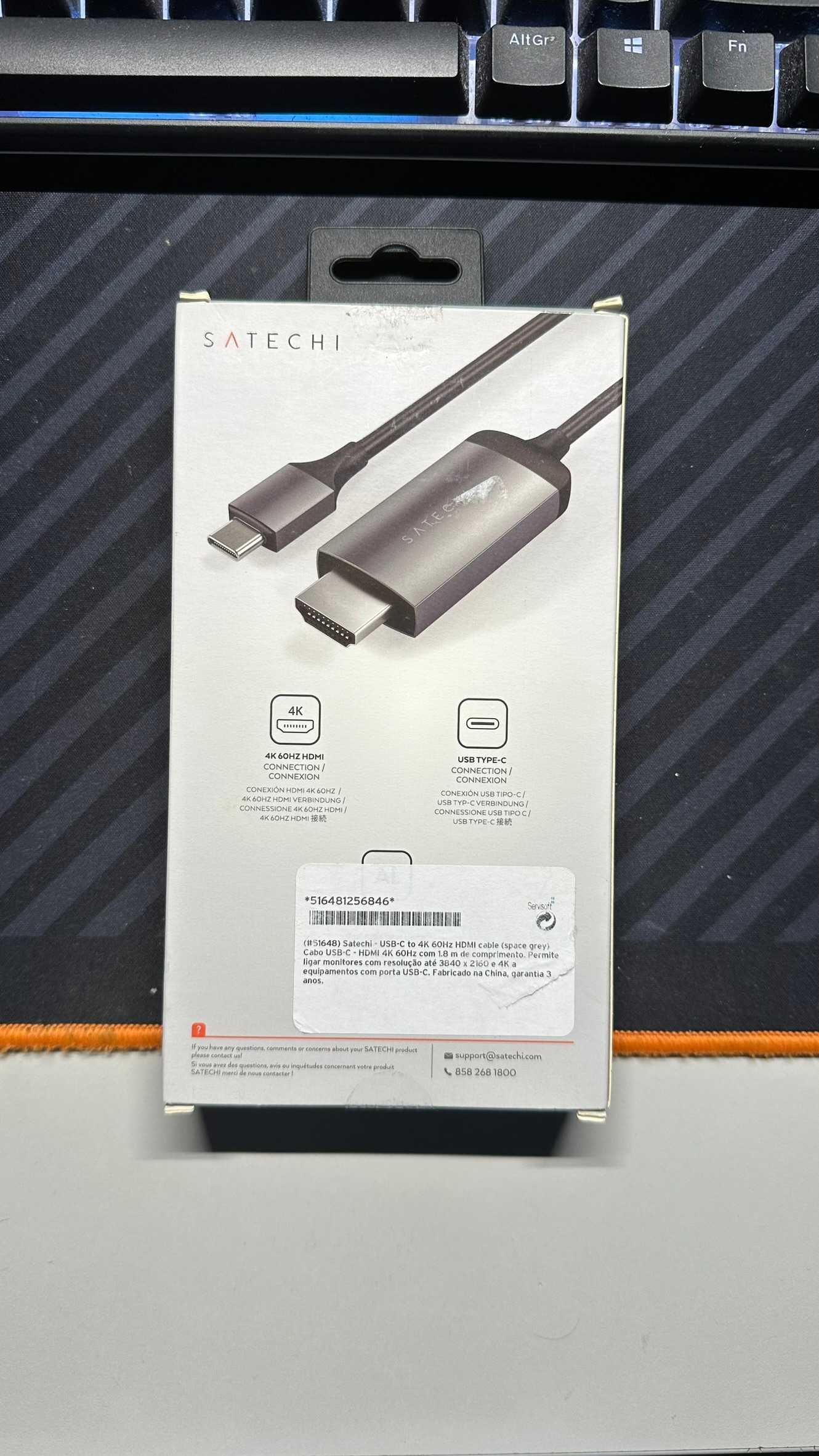 Cabo Adaptador Satechi Type-C para HDMI 4K 60Hz 1.8m