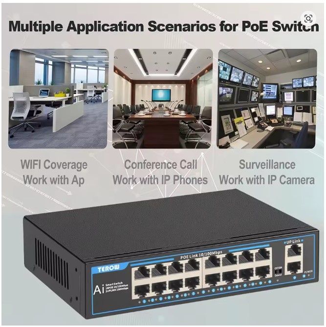 PoE комутатор Terow (16*100Мбіт/с+2*1Гбіт/с)