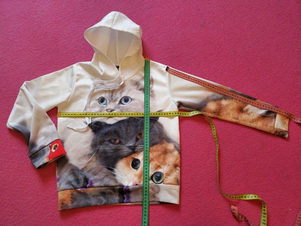 Bluza dziewczęca w koty z kapturem słodka