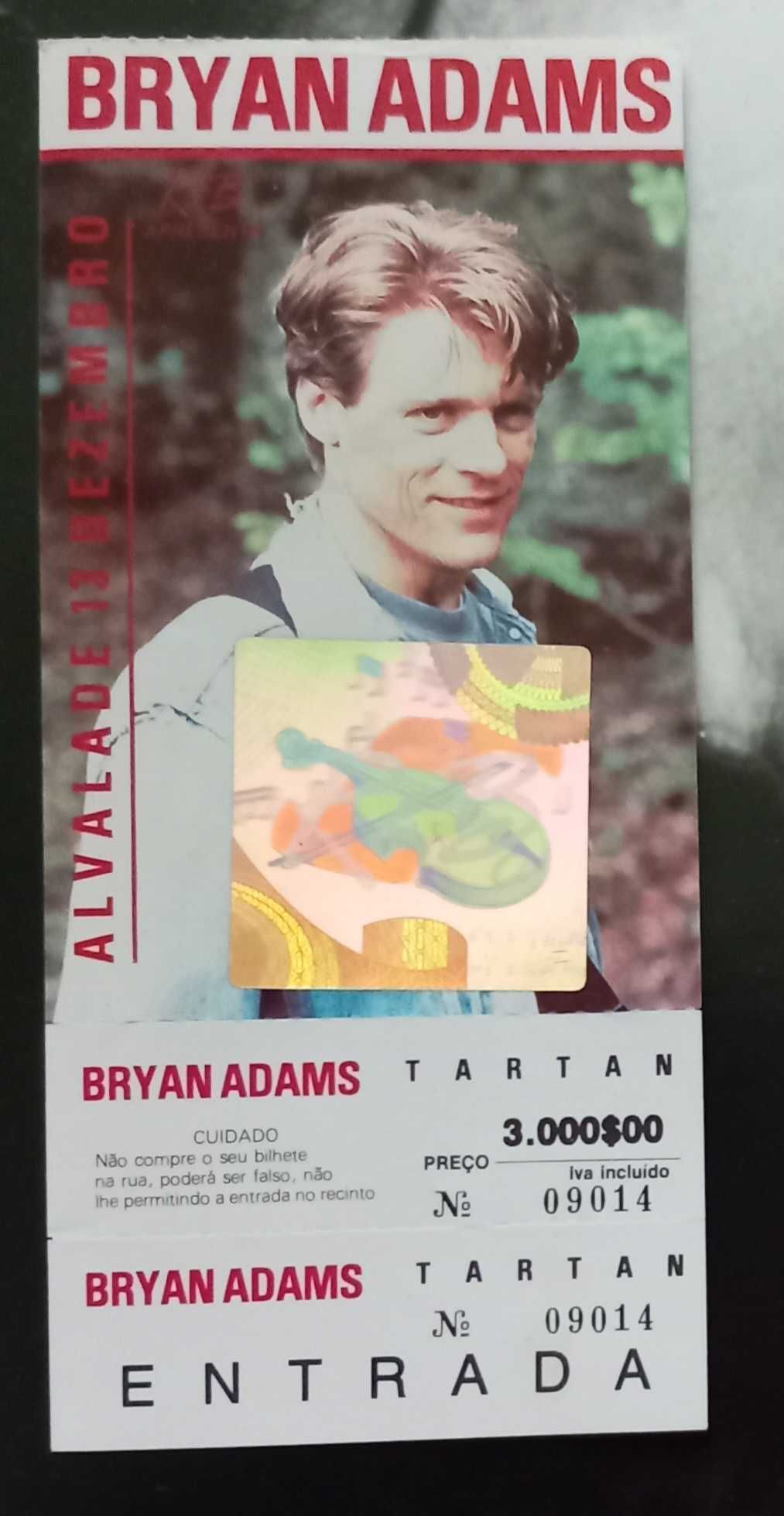 Bilhete e brochura concerto Bryan Adams 1991 - portes incluídos