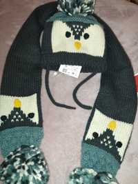 Zestaw czapka szalik Zara pingwin r. 80 NOWY