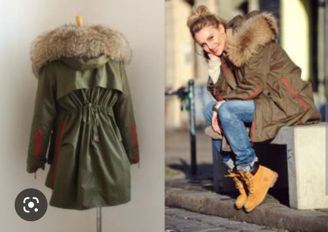 Parka kurtka Zara kolor khaki xs jesienno-zimowa