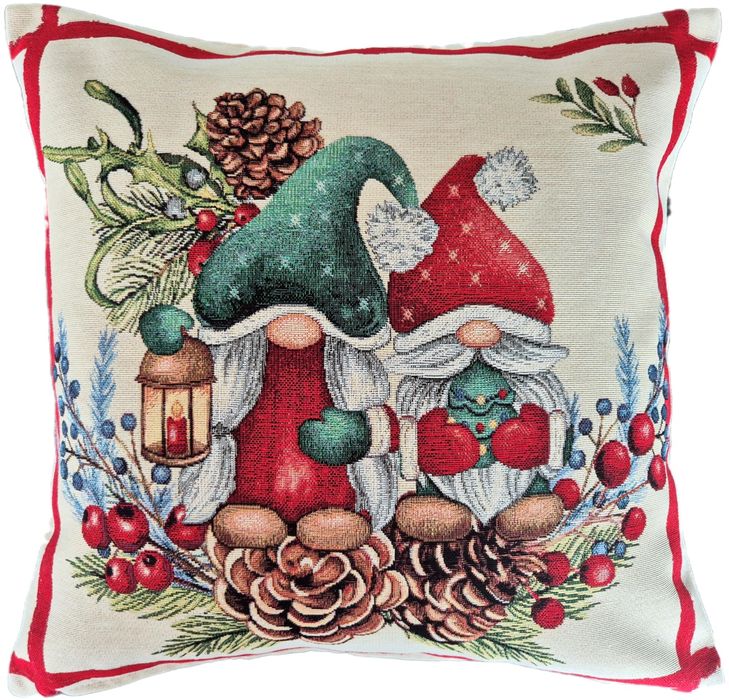 Poszewka 45x45 cm gobelinowa dekoracyjna ze skrzatami F211