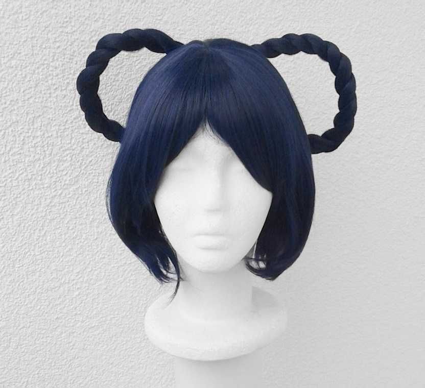 Xiangling Genshin Impact niebieska granatowa peruka cosplay wig