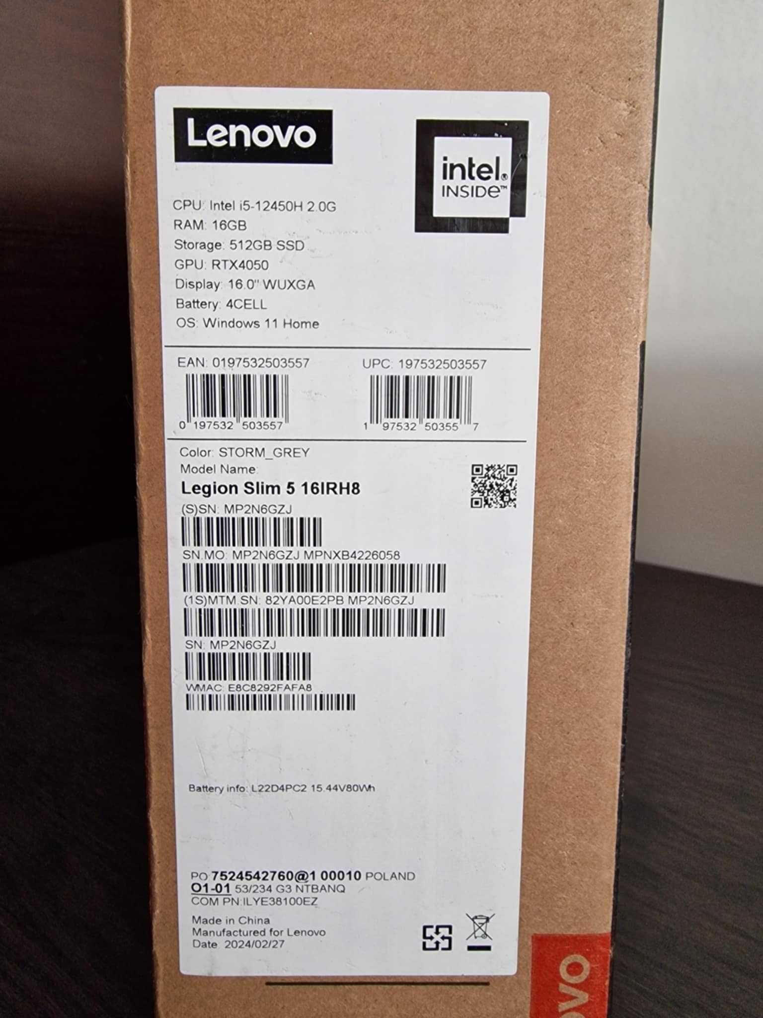 Laptop Lenovo Legion Slim 5 16IRH